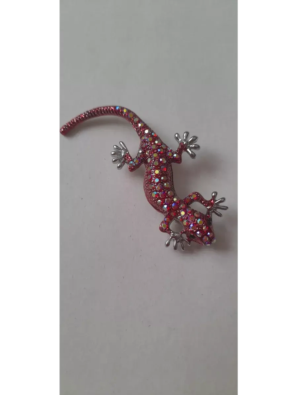Брошь-кулон " Ящерица красная"
