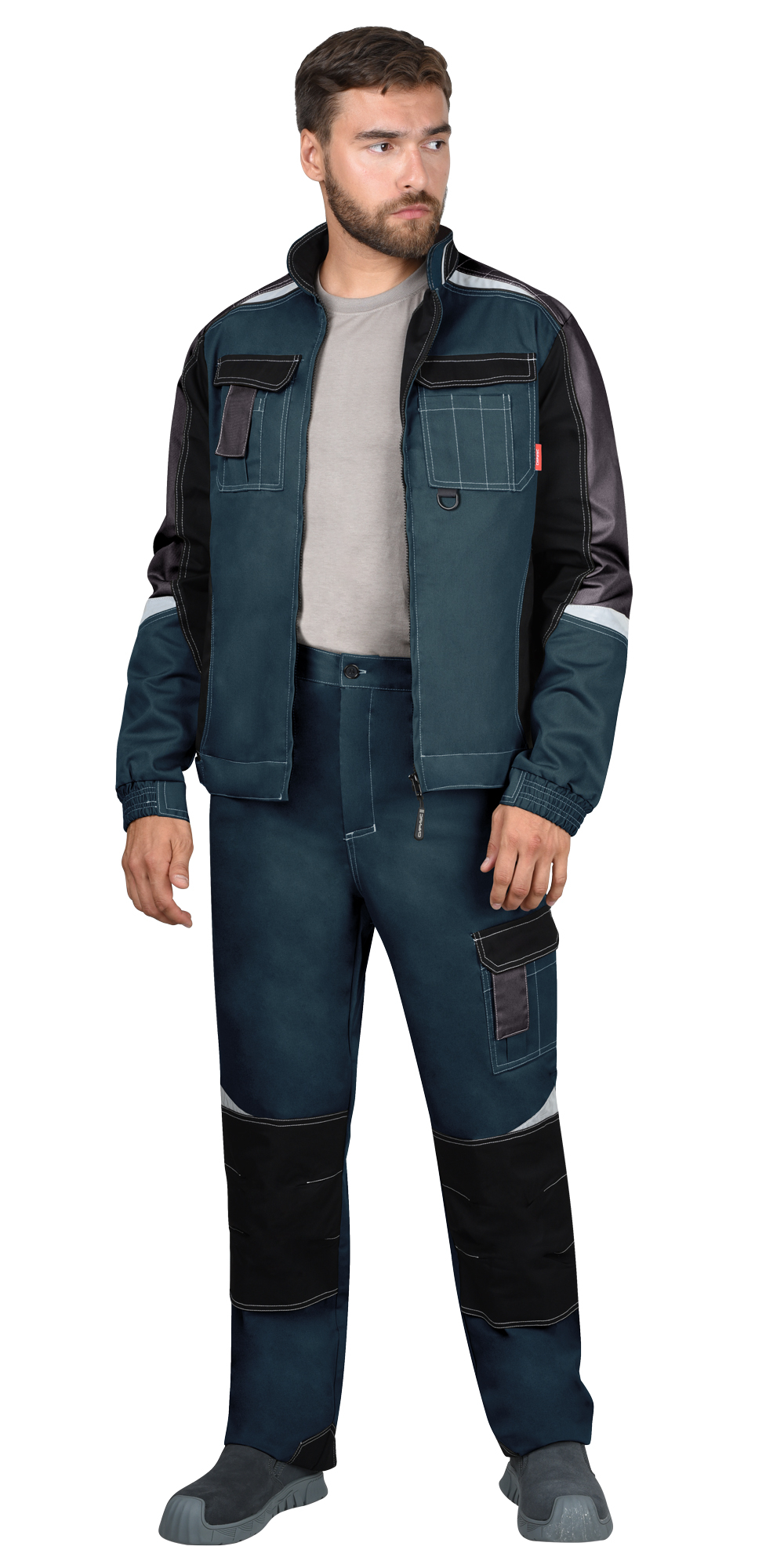 Костюм СИРИУС-КАСПИЙ куртка, брюки, морена с чёрным, тёмно-серым и СОП