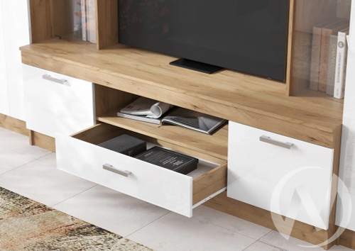 Гостиная Атлантида 6 (дуб крафт/белый глянец холодный)