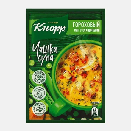 Быстрорастворимый суп Кнорр Чашка супа Гороховый с сухариками 21г