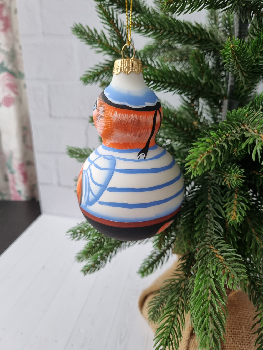 Котик Савелий стеклянная игрушка