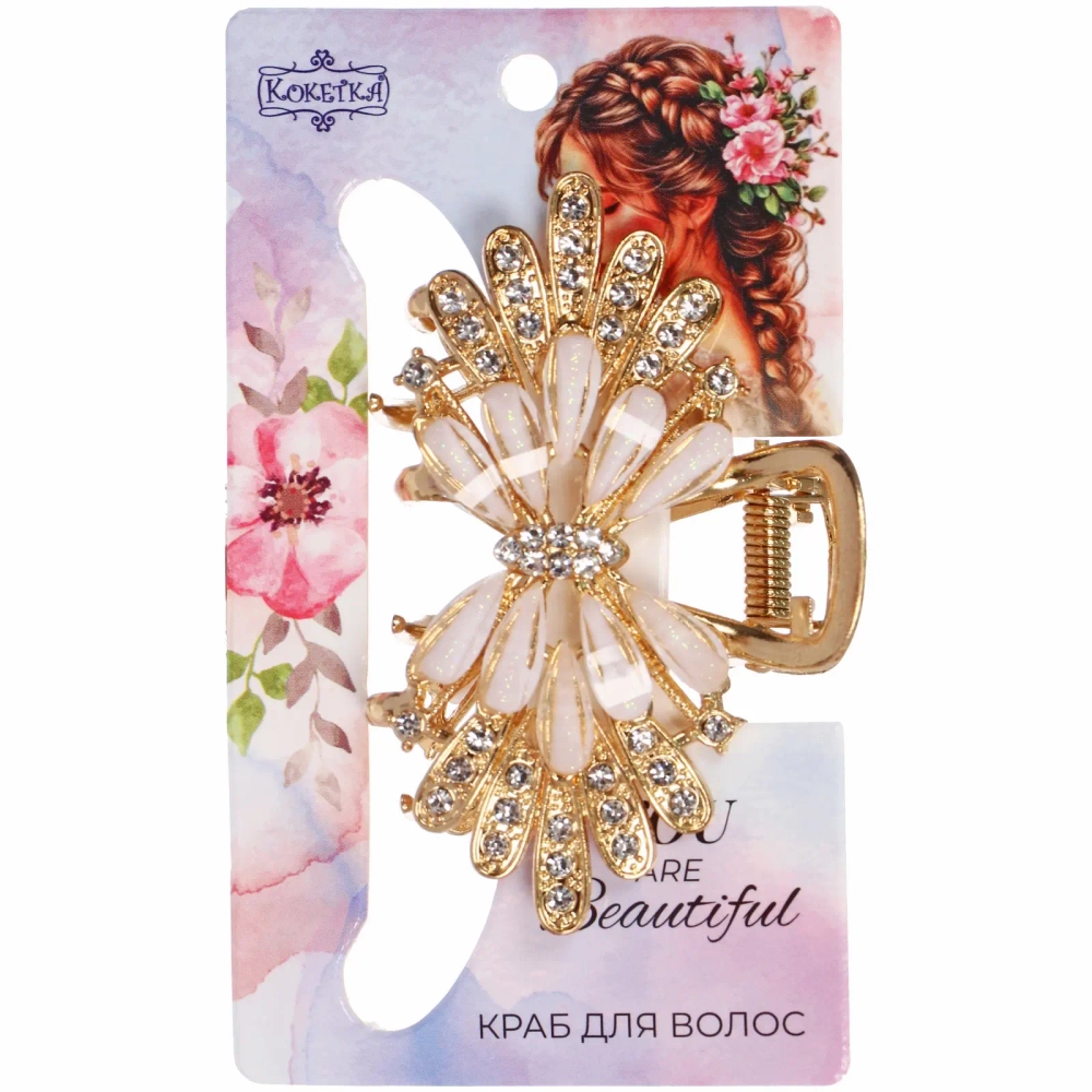 Заколка - краб для волос на блистере «LAVITA», бантик, цвет серебро и золото, 6,6*4см