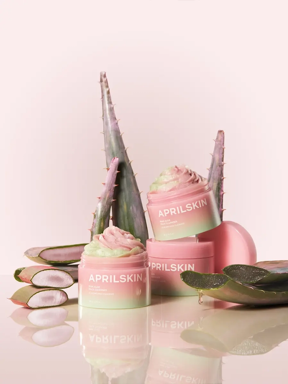 APRILSKIN Двухфазное средство: очищающий бальзам и пенка c розовым алоэ Pink Aloe Pack Cleanser 120 гр