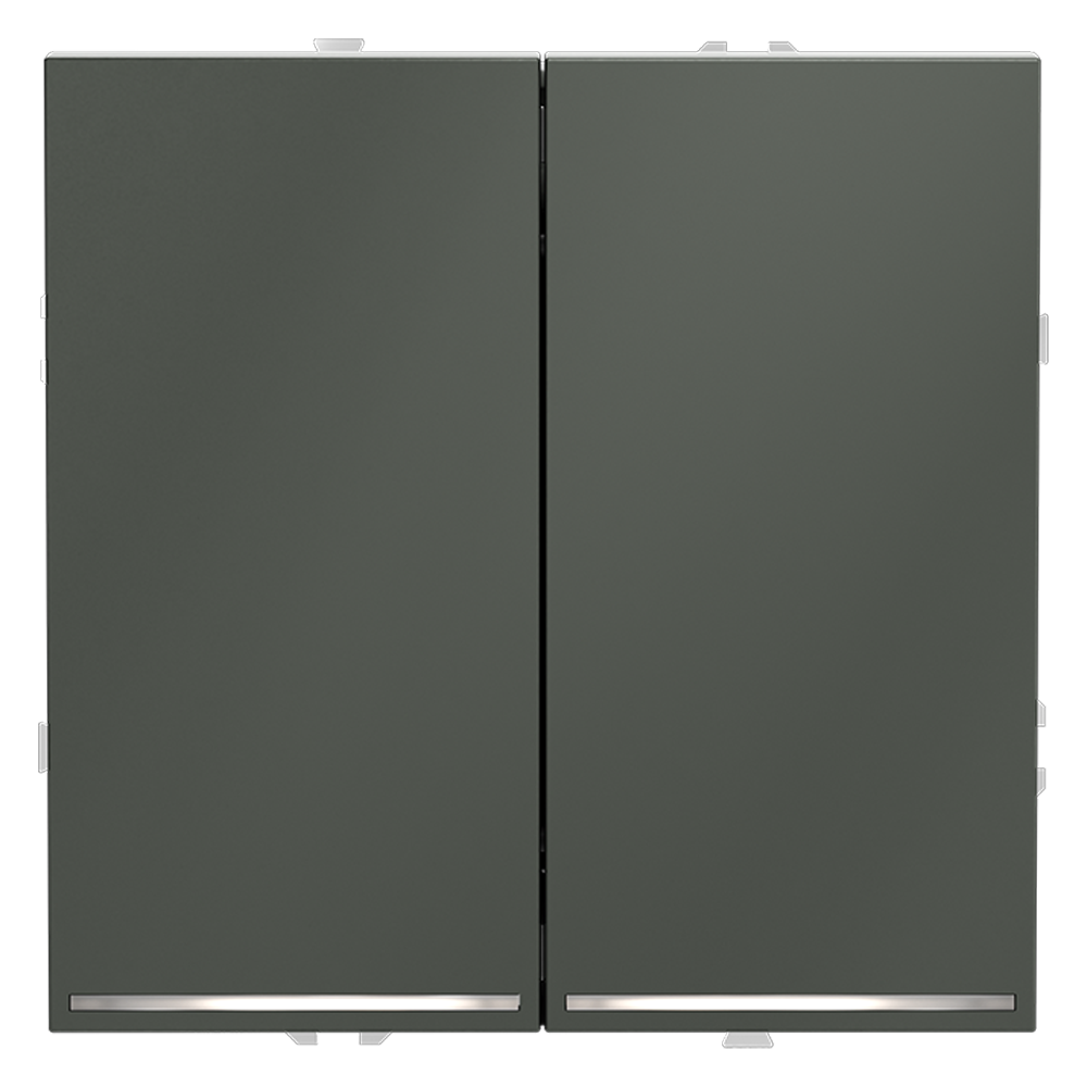 Проходной переключатель встраиваемый VOLTUM S70 двухклавишный с подсветкой 10А, (титан)