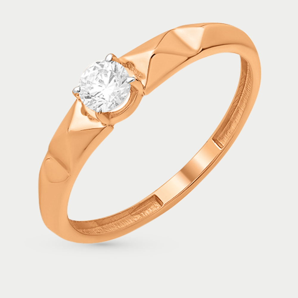 Помолвочное кольцо из розового золота 585 пробы с фианитами для женщин (арт. К13211358)