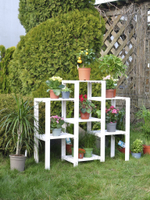 Деревянный стеллаж для дома и сада из массива сосны, белый