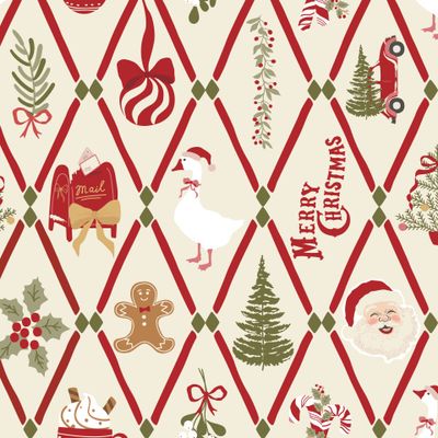 Новогоднее ретро, Санта, елка, машина, шарик. Рождественская мозаика