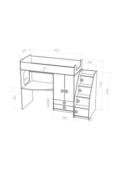 Кровать Адель,1720х1832х850 Свет.дерево/Графит
