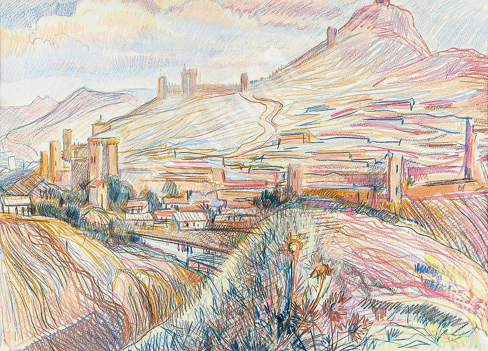 Ган Т. К. (р. 1931). Крепостная гора (Судак). Бумага, пастель. Крым, СССР, 1964 г.