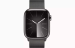 Apple Watch Series 9, 45 мм, из стали цвета «графит», миланский сетчатый браслет