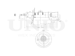 Амортизатор газовый передней подвески левый UNIO SAB-10331