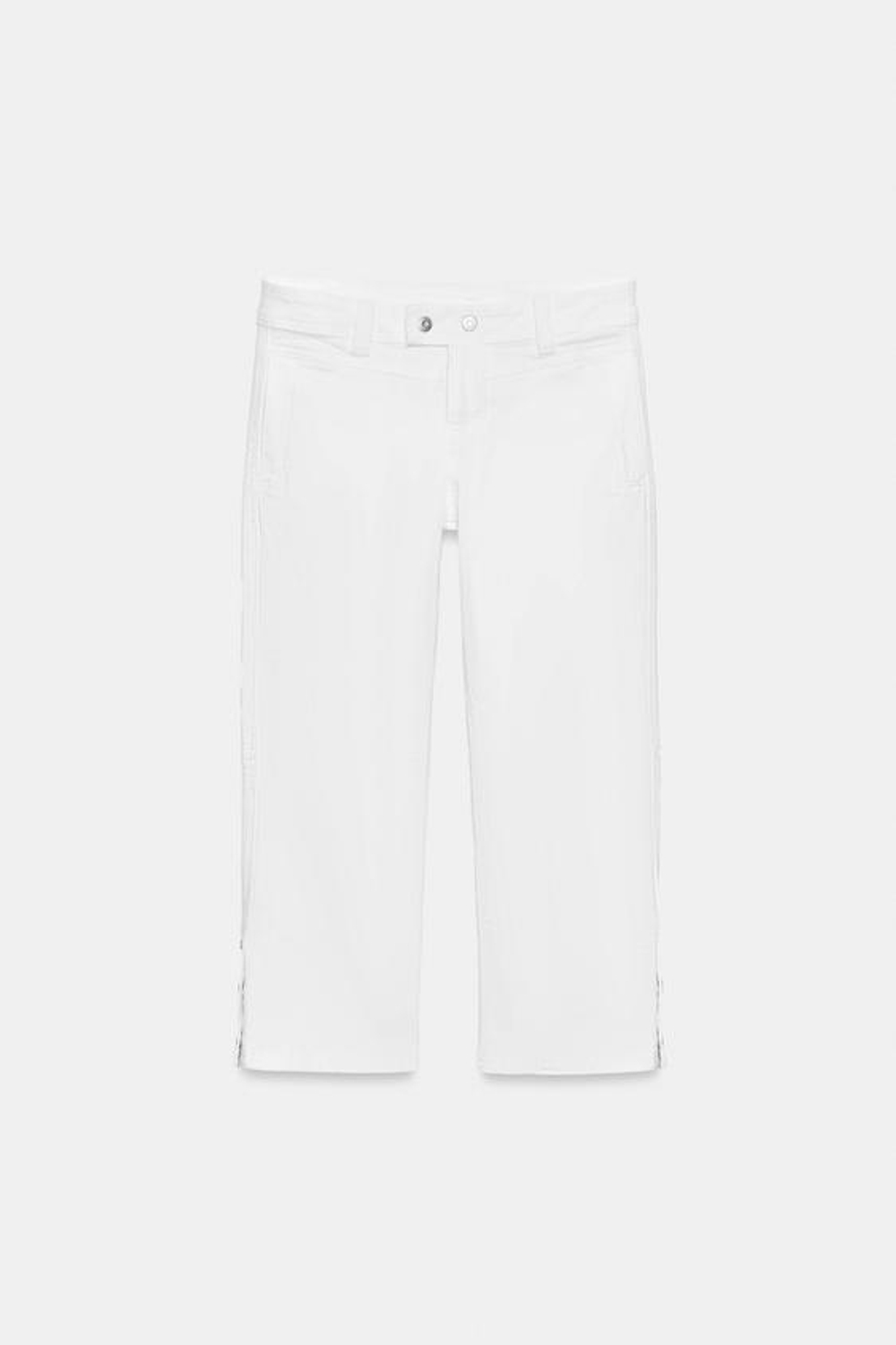 ZARA ДЖИНСЫ КАПРИ СО СРЕДНЕЙ ПОСАДКОЙ — ZW COLLECTION, БЕЛЫЙ