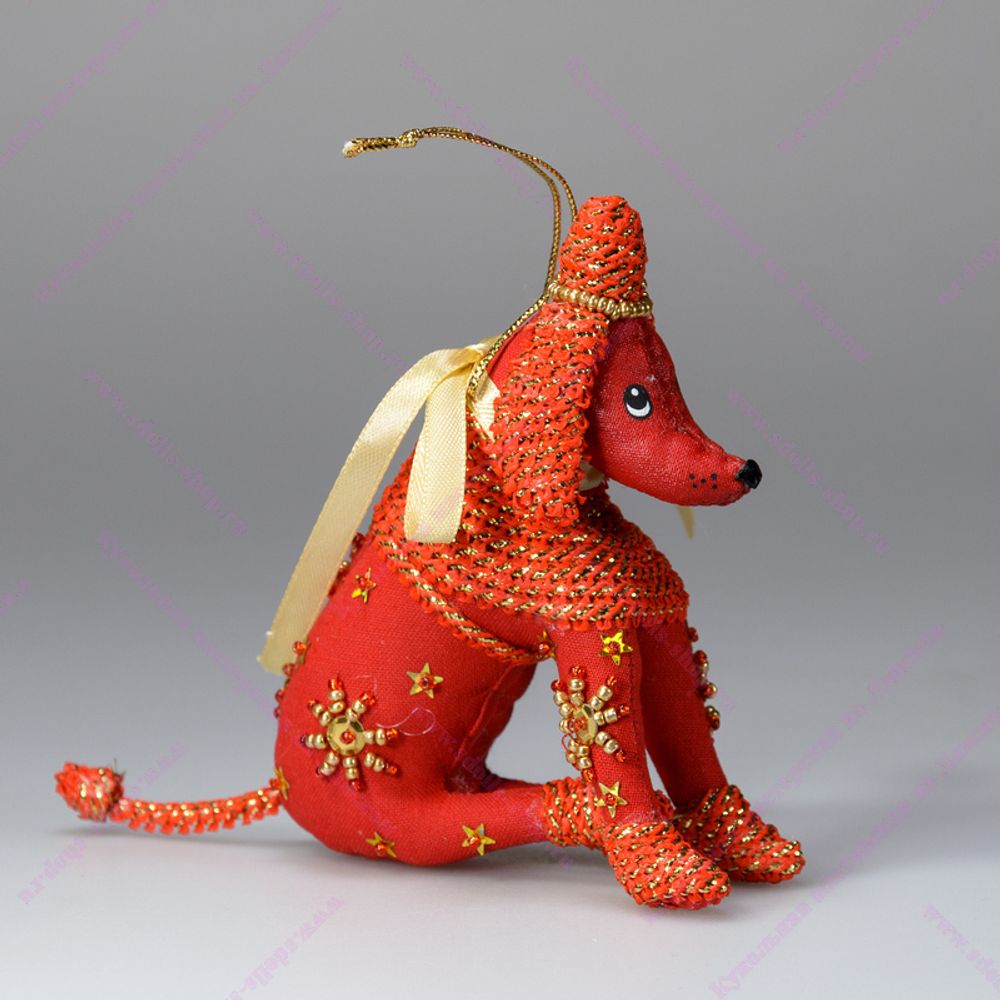 Бисерная ёлочная игрушка Пудель