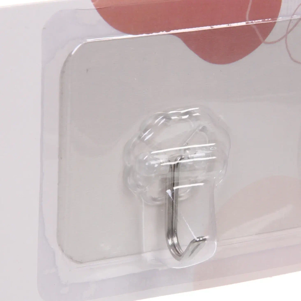 Крючки на прозрачной планке 6шт на липкой основе «БАСТОФ», нагрузка 3кг/6*35см