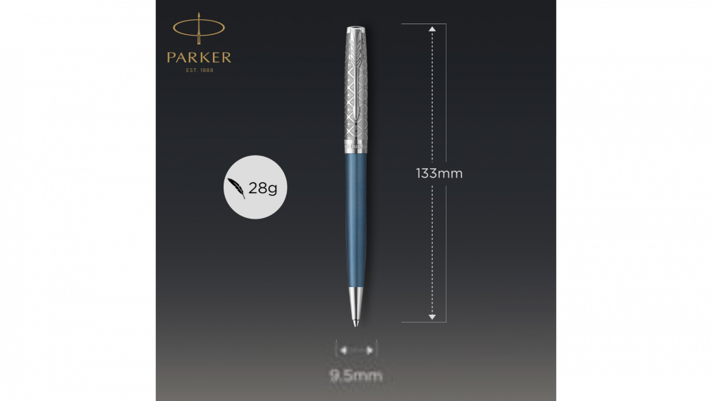 Шариковая ручка Parker Sonnet Premium Refresh BLUE CT, стержень: M, цвет чернил: black , в подарочной упаковке