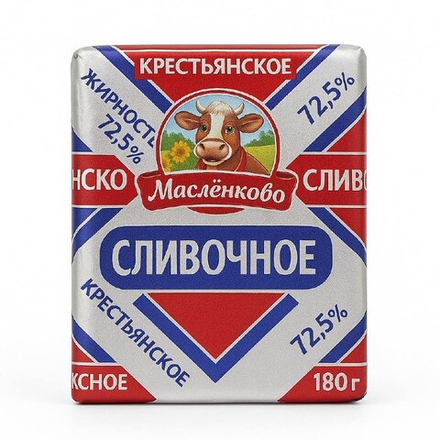 Масло Крестьянское сливочное 72,5% 180 гр