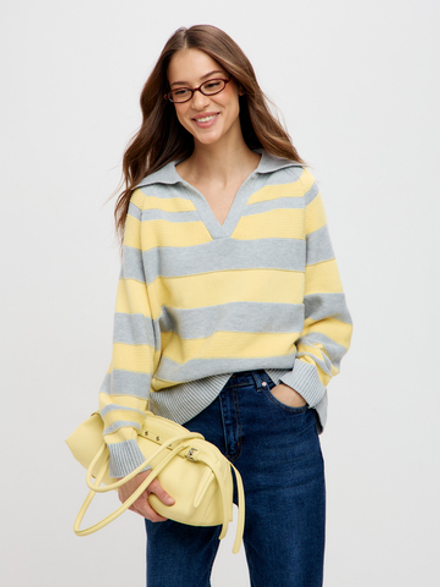 Свитер поло с V-образным вырезом