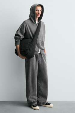 ZARA СТЕГАНАЯ НЕЙЛОНОВАЯ СУМКА ЧЕРЕЗ ПЛЕЧО, ЧЕРНЫЙ