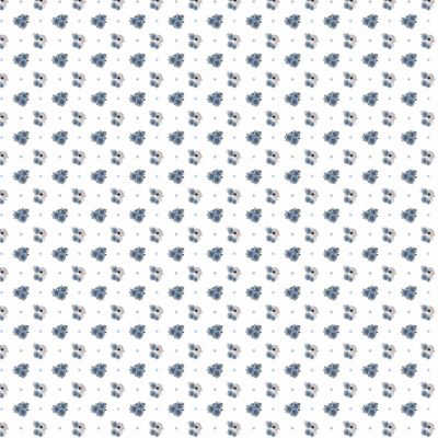 Кролики и цветы цикория на белом фоне с горошком