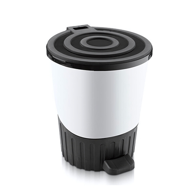 Мусорное ведро с педалью "Круги" 8 лт белый-черный