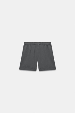 ZARA ШОРТЫ ИЗ 100% ХЛОПКА С ЭЛАСТИЧНЫМ ПОЯСОМ, СЕРЫЙ