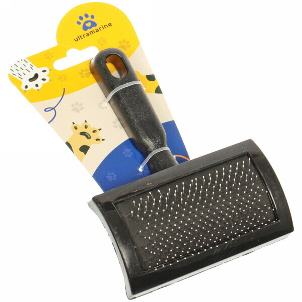 Расческа-пуходерка для кошек и собак «Пушок» 16см цвет черный на блистере