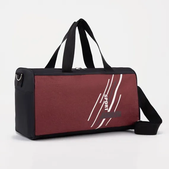 Сумка спортивная на молнии, 2 наружных кармана, цвет чёрный/красный
