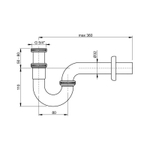 Сифон прямоточный латунь 1,1/4*32 хром  ALCAPLAST А432