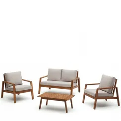 Комплект уличной мебели Frares из массива акации, диван, 2 кресла, столик