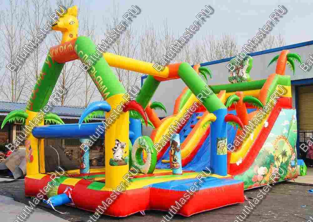 Коммерческий надувной батут "В гостях у жирафа", 9x4x5 м