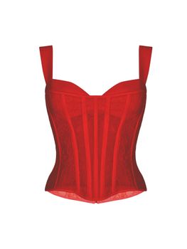 Топ-бюстье корсетного типа из сатина и кружева