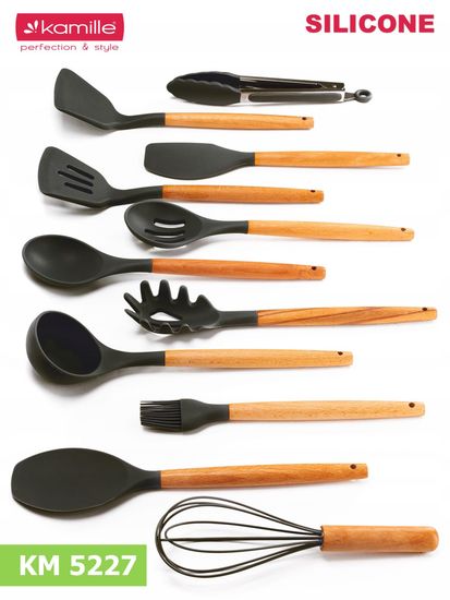 Набор кухонных принадлежностей 12 предметов Kamille KM 5227 из силикона с подставкой