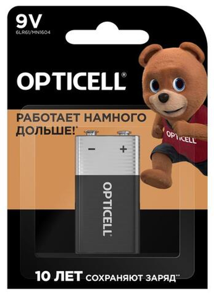Элемент питания алкалиновый "крона" 6LR61 9В (блист. 1шт) Basic Opticell 5051003/6051003