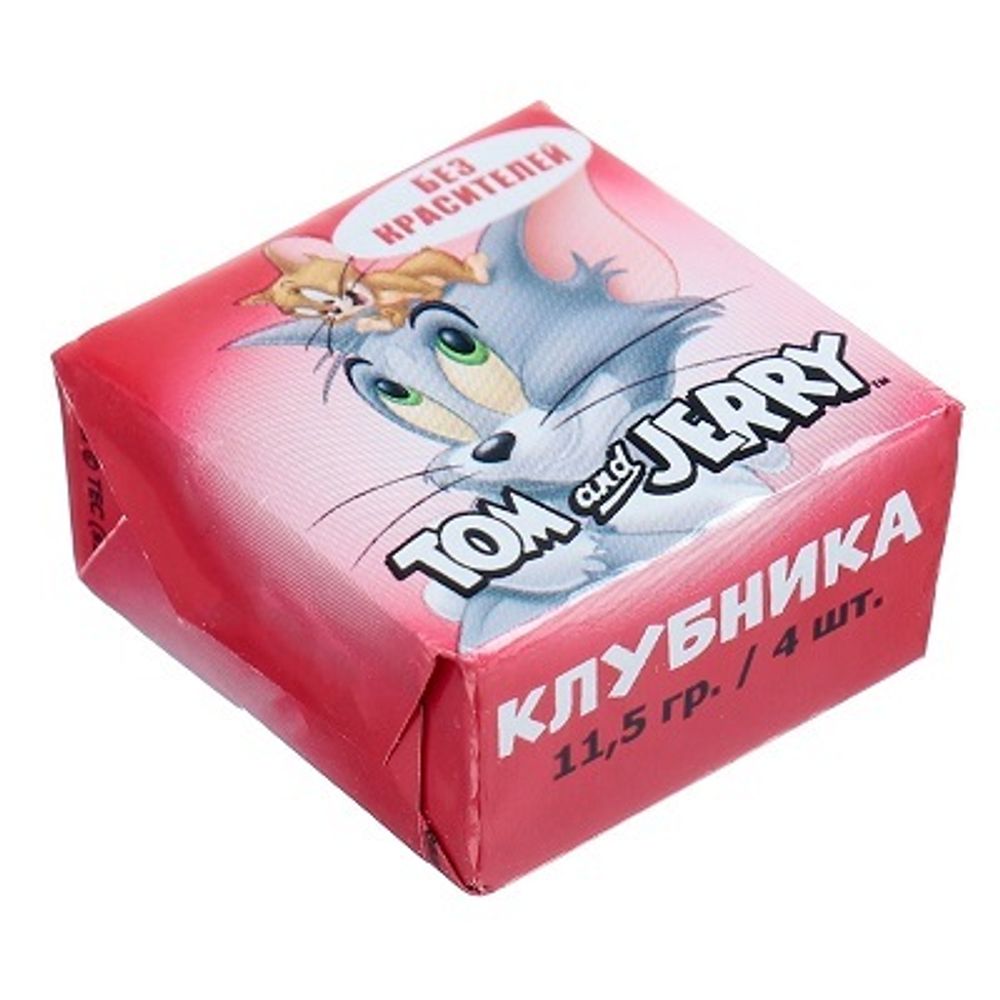 Жевательная конфета со вкусом Клубники Tom and Jerry (4 конфеты) 11,5 г