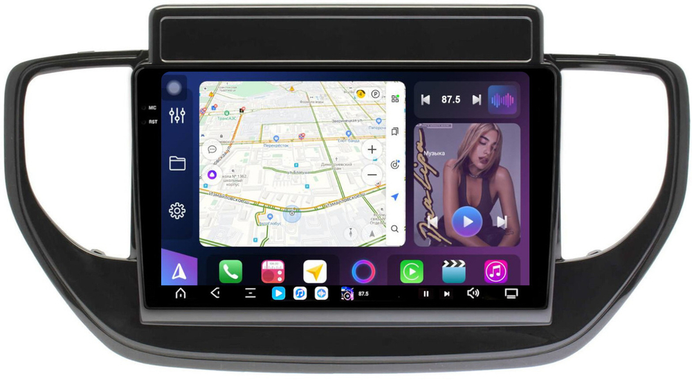 Магнитола для Hyundai Solaris 2 2020-2022 (штатная навигация) - FarCar GX2003M монитор 9.5" 2K QLED на Android 14, TS20, 6+128Гб, CarPlay, 4G SIM-слот