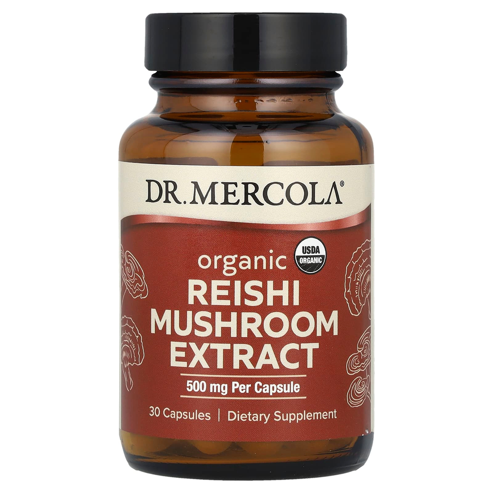 Dr. Mercola, органический экстракт грибов рейши, 30 капсул