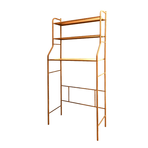 Стеллаж в ванную комнату широкий 68,5х26х156 см золотой