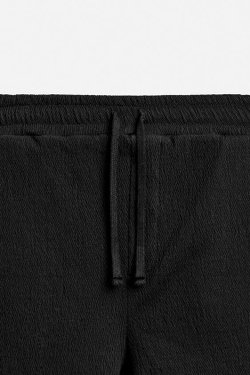 ZARA ШОРТЫ ИЗ РЕЛЬЕФНОЙ ТКАНИ, ЧЕРНЫЙ