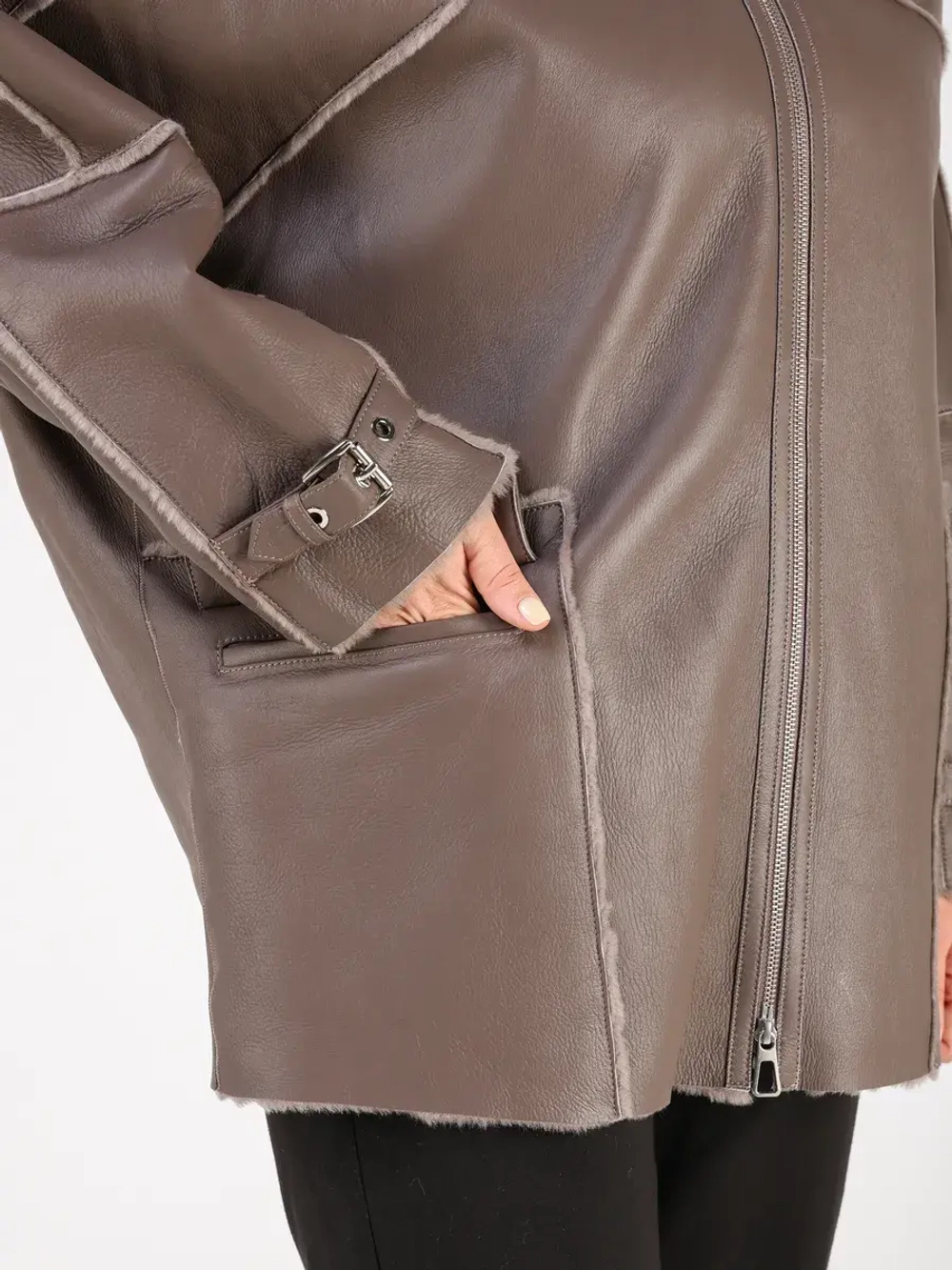 Дубленка зимняя натуральная оверсайз больших размеров