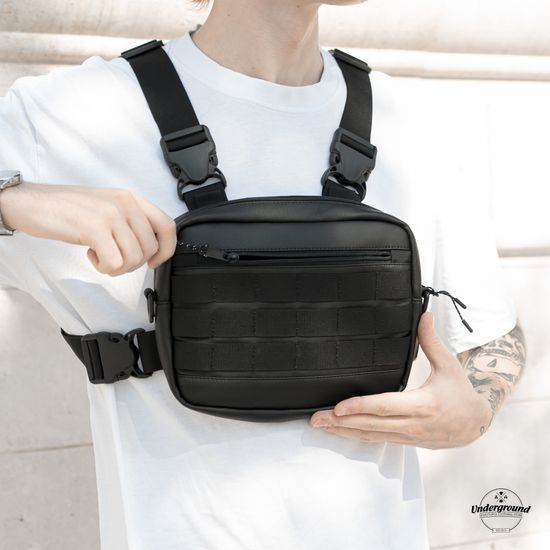 Сумка ТАЙНА нагрудная экокожа черный