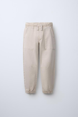 ZARA БРЮКИ-ДЖОГГЕРЫ ИЗ ЭЛАСТИЧНОЙ ТКАНИ, ЭКРЮ