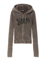 Женский Свитер Taupe Washed Tribal Print Rib Zip Up