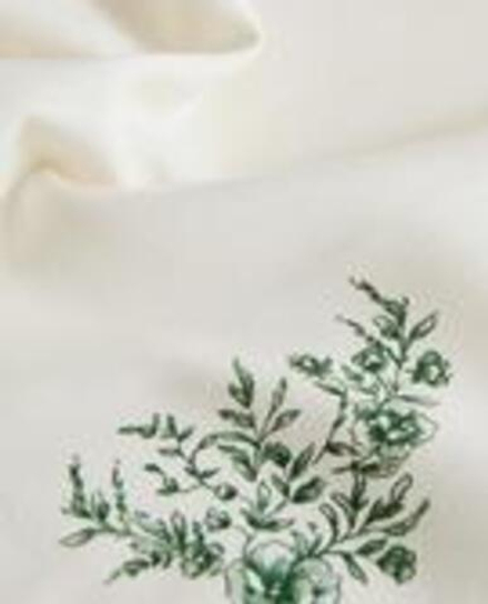 ZARA HOME НАБОР АТЛАСНЫХ САЛФЕТОК С ЦВЕТОЧНЫМ ПРИНТОМ (2 ШТ.), ЗЕЛЕНЫЙ