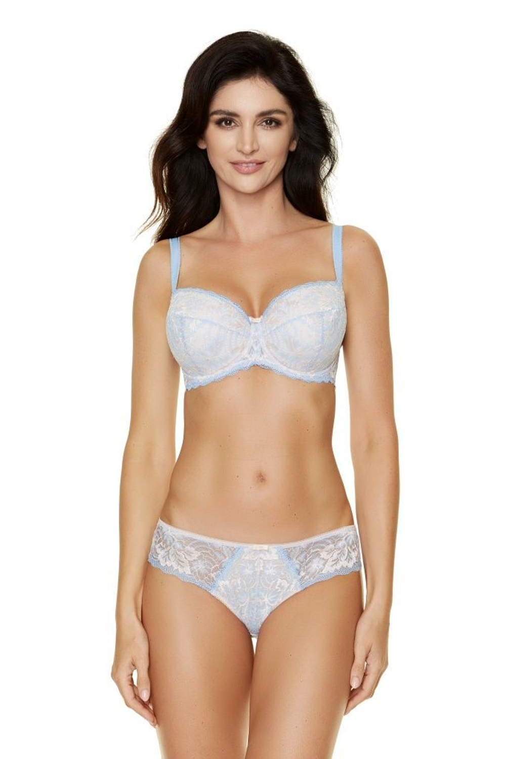 Бюстгальтер-балконет Manila (Размер: 65D) (Цвет: белый с голубым)