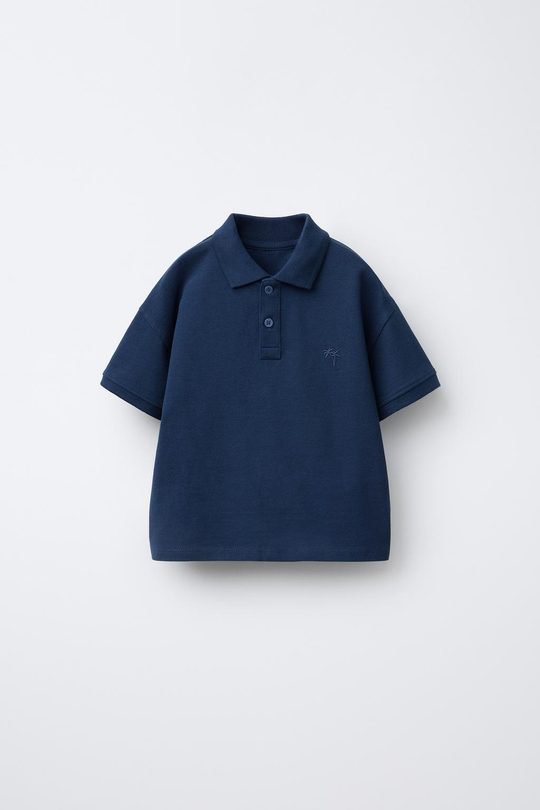 ZARA БАЗОВОЕ ОДНОТОННОЕ ПОЛО, МОРСКОЙ СИНИЙ