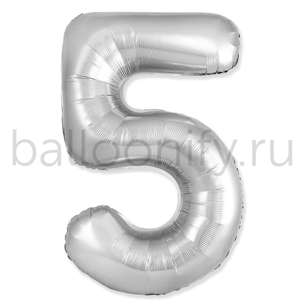 Шар ЦИФРА 5 SLIM Silver 40" 102 см