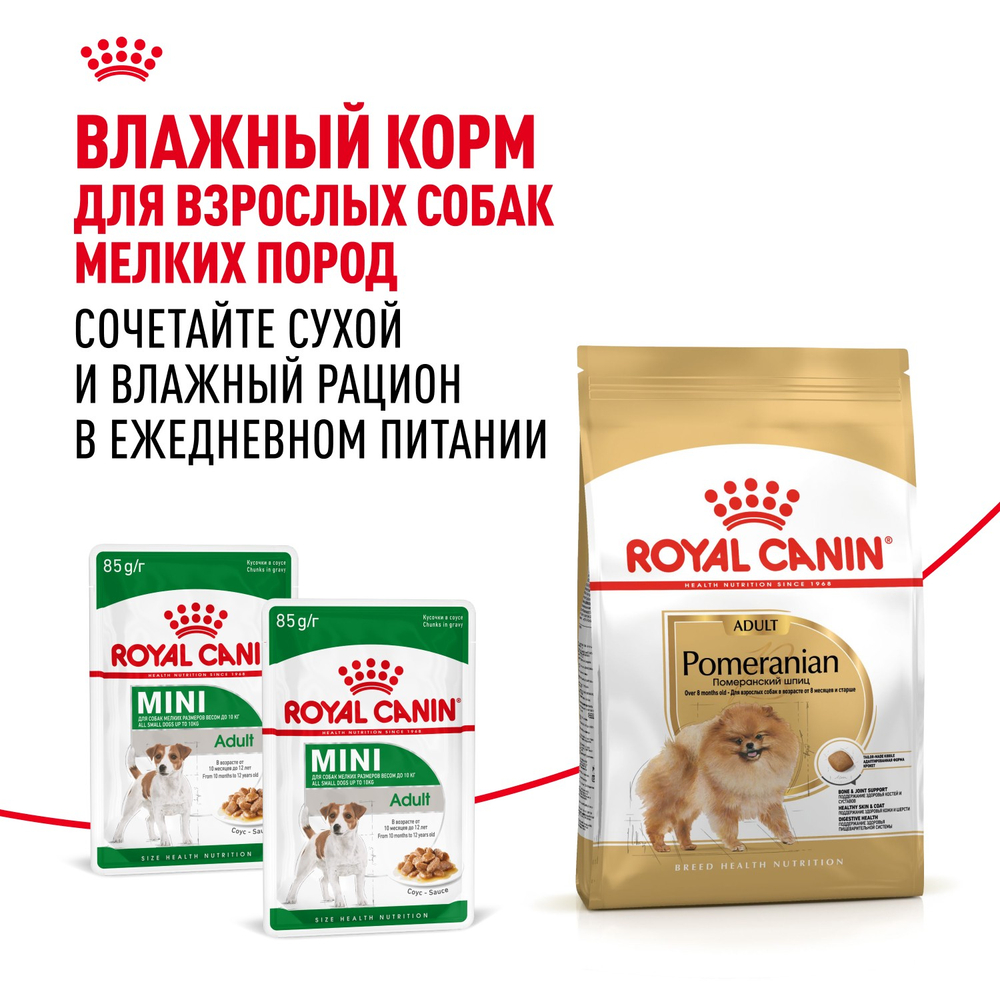 Royal Canin Pomeranian Adult Померанский Эдалт Корм сухой для взрослых собак породы Померанский Шпиц старше 8 месяцев 500г