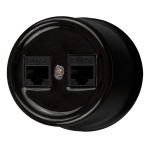Розетка RJ45 информационная двойная, керамика, цвет черный B1-302-03