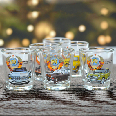 Набор стаканов 6шт 50мл "Ода" Машины ретро