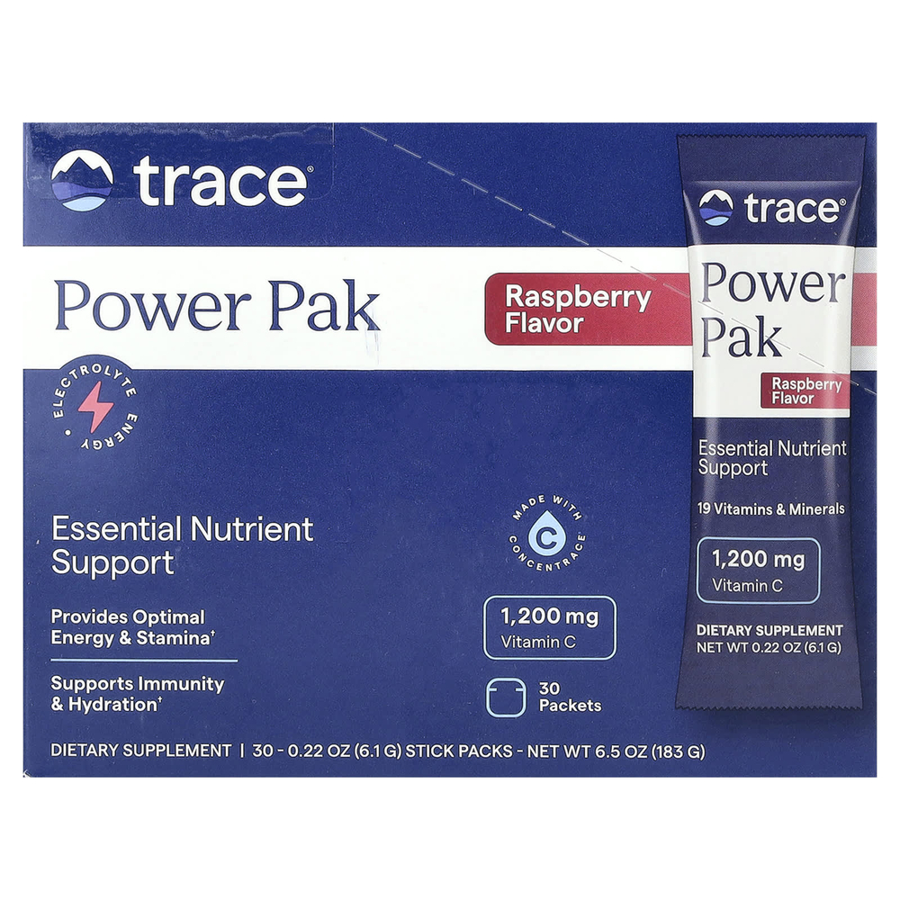Trace, PowerPak, с малиновым вкусом, 30 стик-пакетов по 6,1 г (0,22 унции)